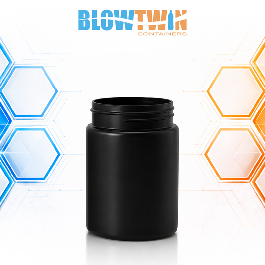 8oz Black HDPE Jar bottle 63-485 neck finish