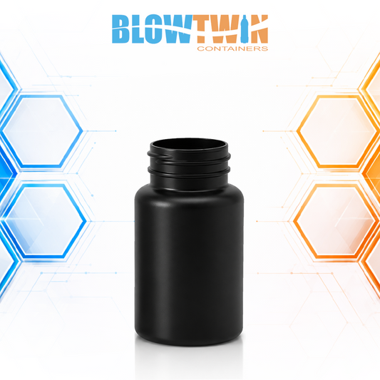 120cc Black HDPE pill packer bottle 38-400 neck finish