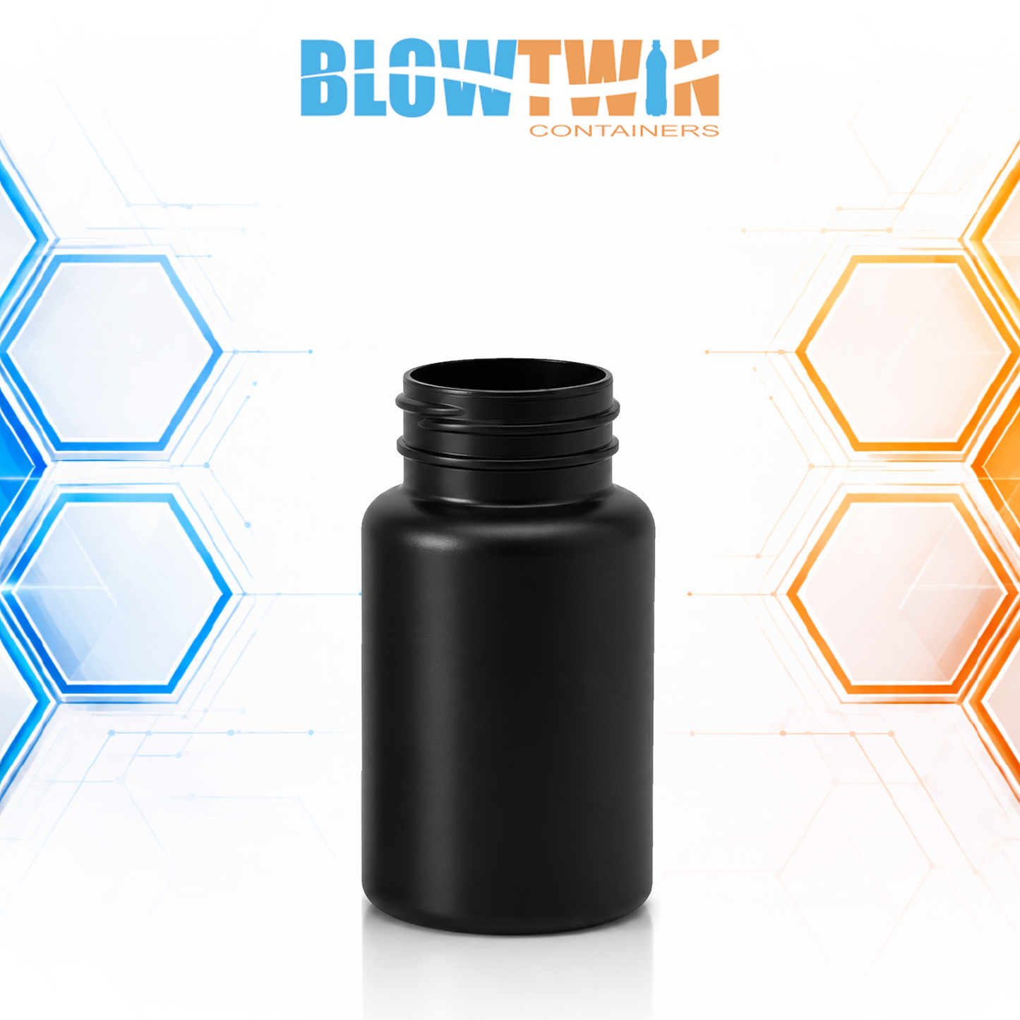 150cc Black HDPE pill packer bottle 38-400 neck finish