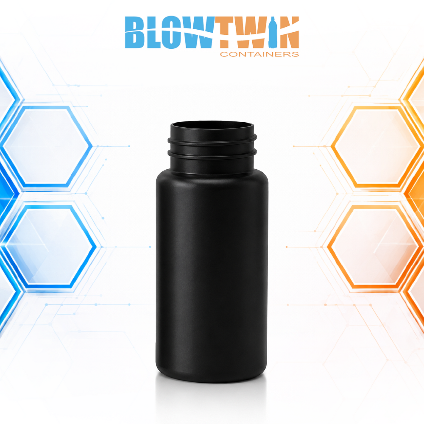 150cc Black Tall HDPE pill packer bottle 38-400 neck finish