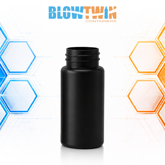 150cc Black Tall HDPE pill packer bottle 38-400 neck finish