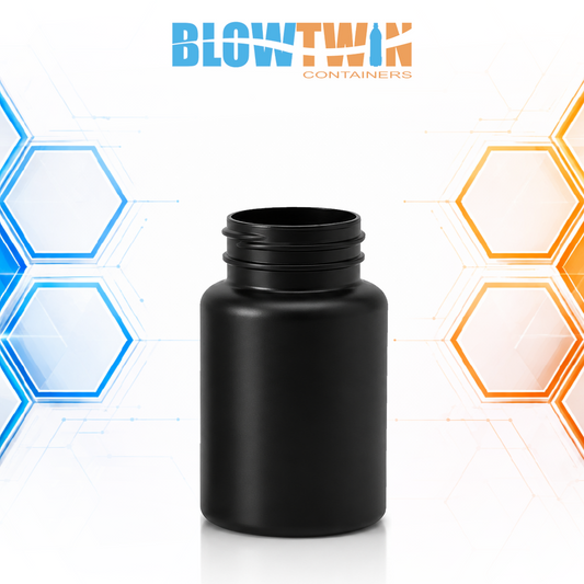 175cc Black HDPE pill packer bottle 38-400 neck finish