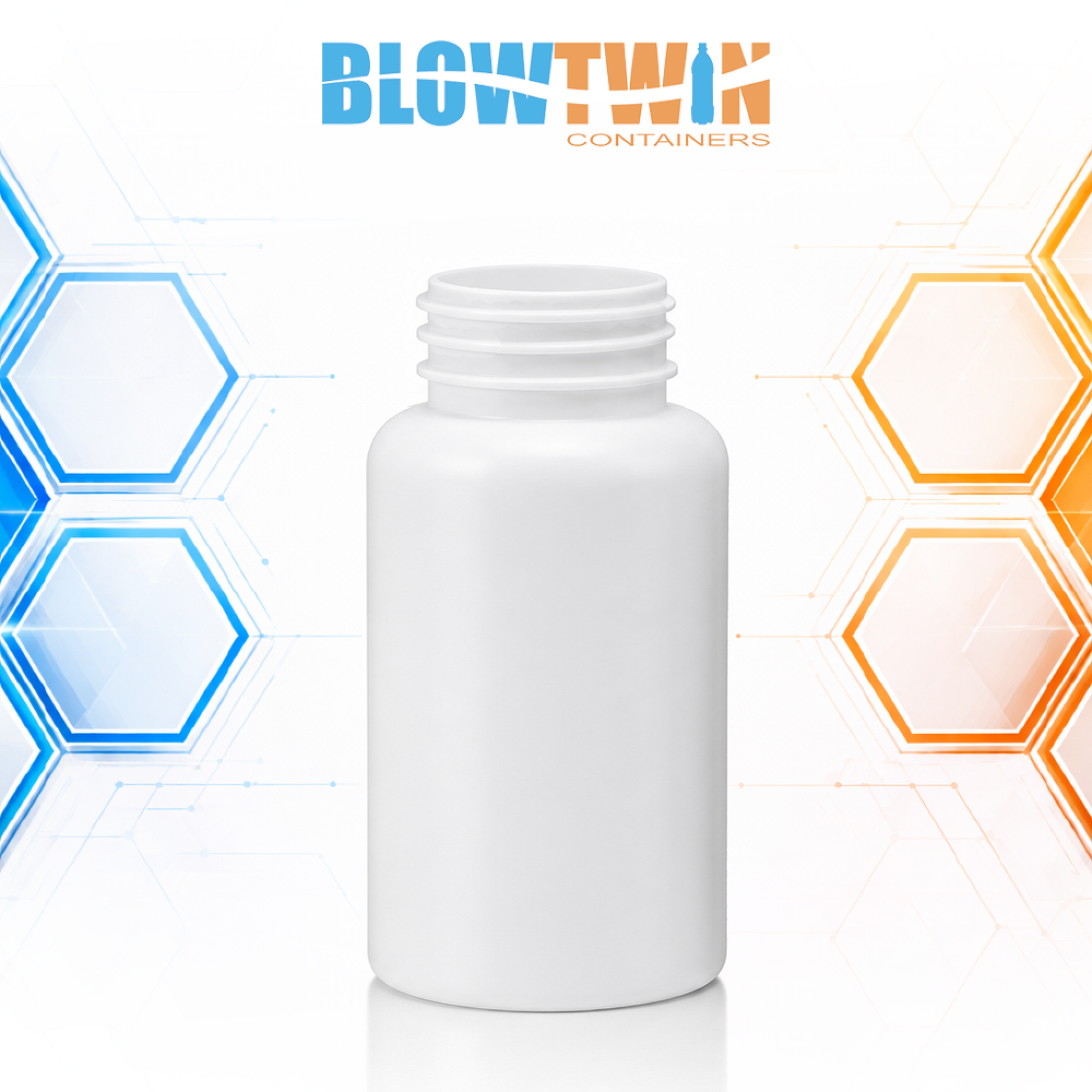 200cc White HDPE Hinge Guard pill packer bottle 38-400 neck finish