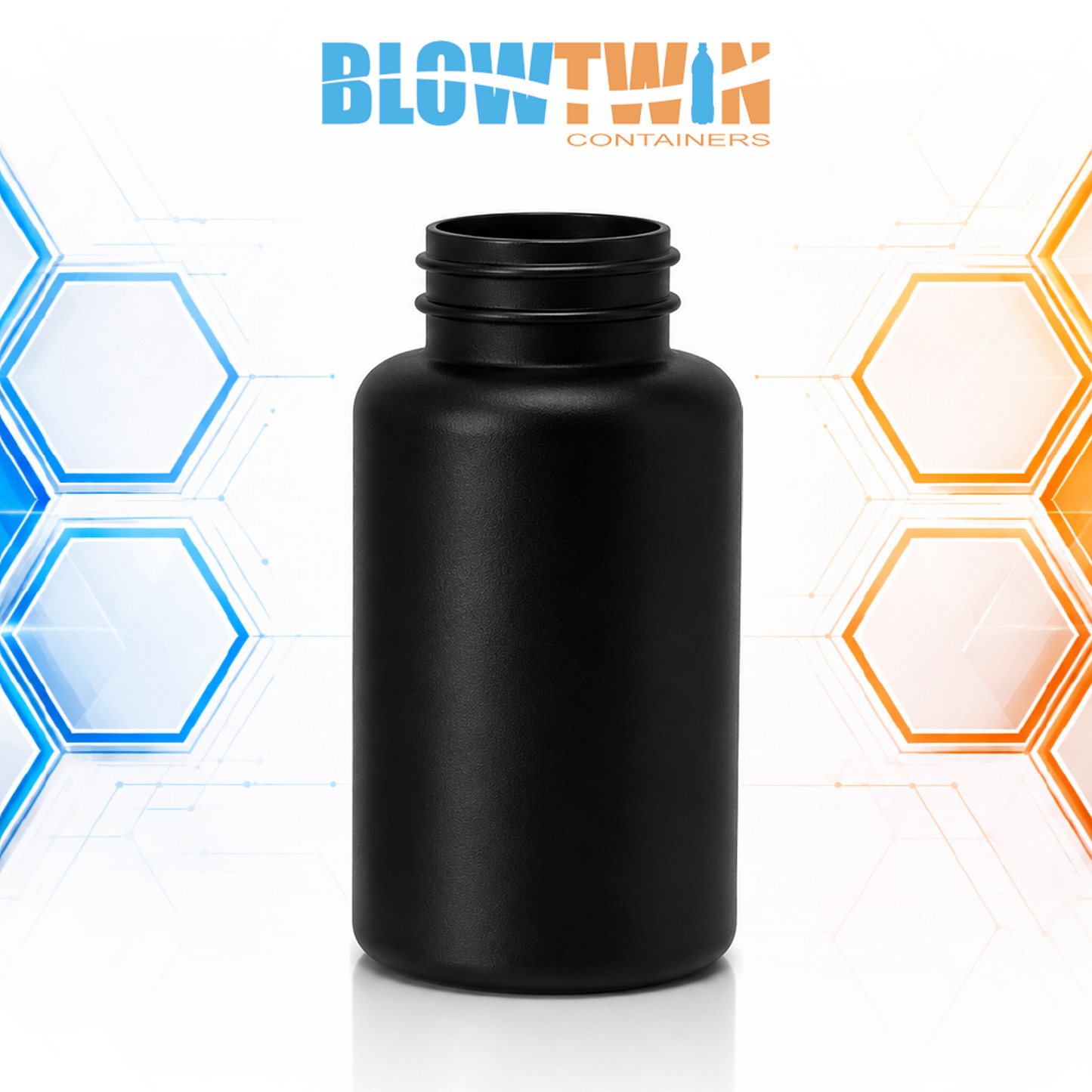 250cc Black HDPE pill packer bottle 38-400 neck finish