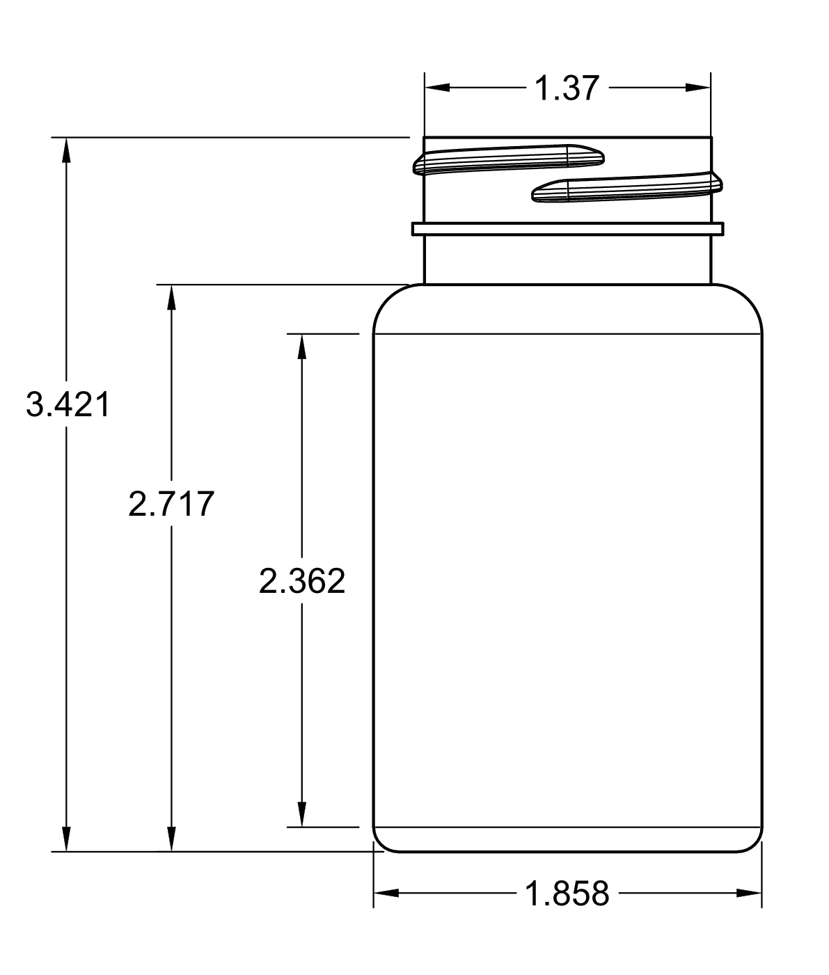 100cc PET Packer Bottle – 38/400 Neck Finish