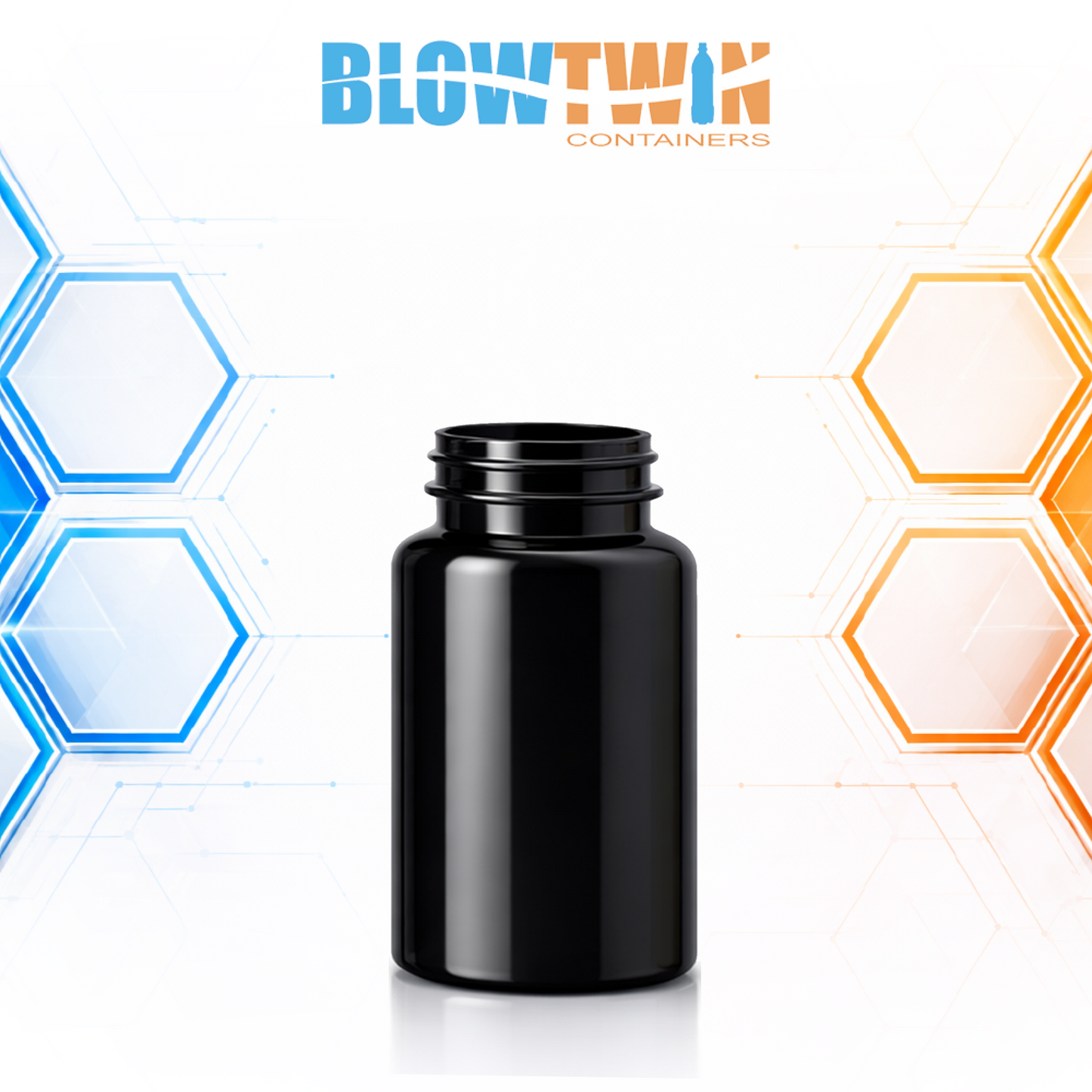 100cc Black PET pill packer bottle 38-400 neck finish