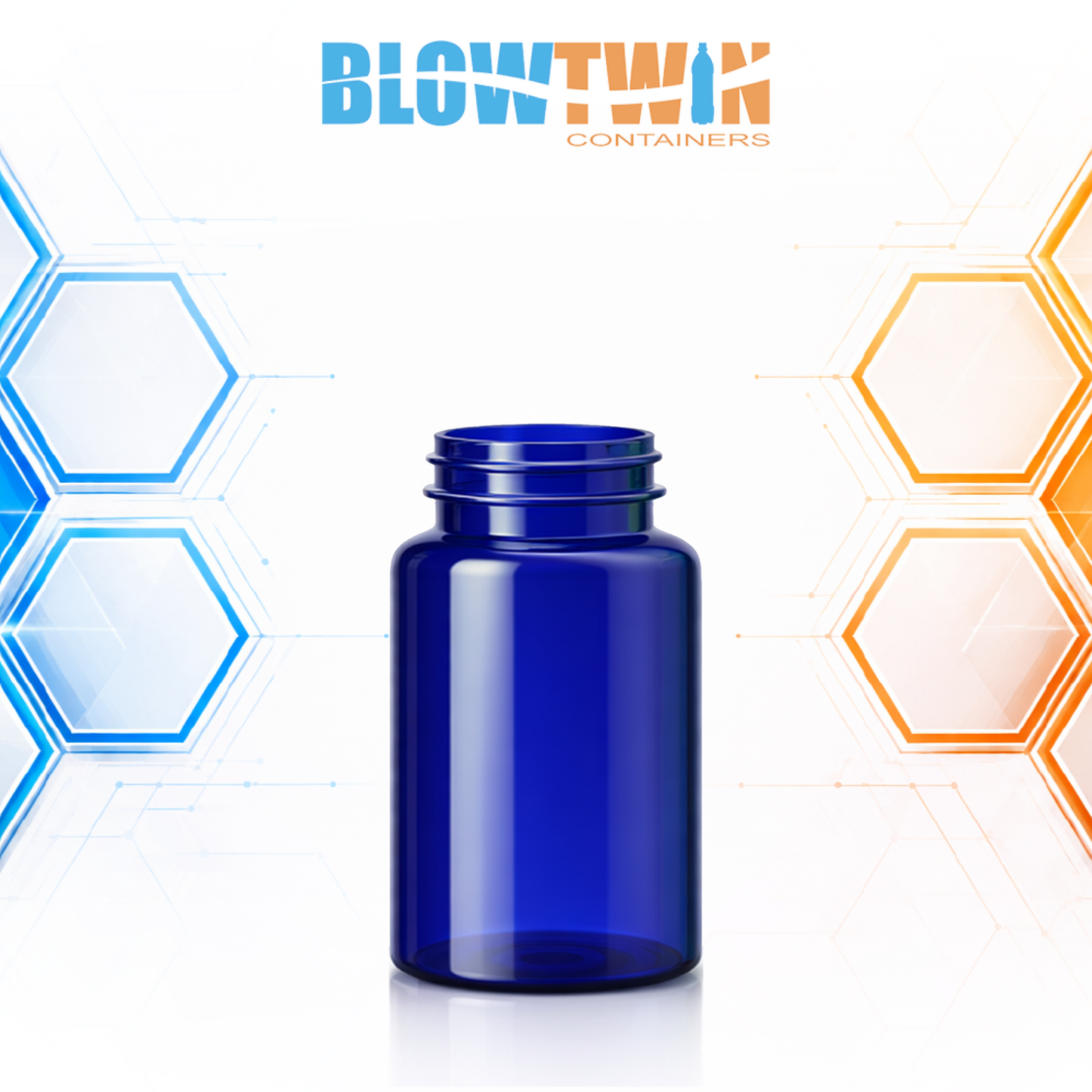 100cc Cobalt Blue PET pill packer bottle 38-400 neck finish