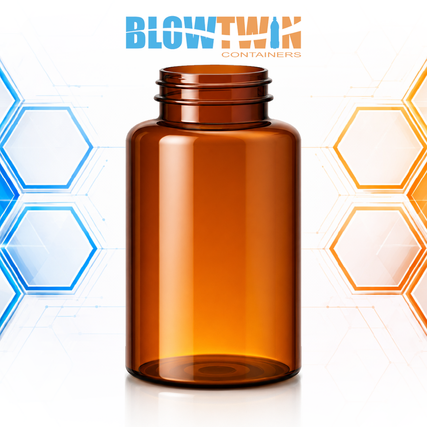 400cc amber PET plastic pill packer bottle 45-400 neck finish