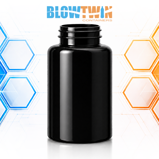 400cc black PET plastic pill packer bottle 45-400 neck finish