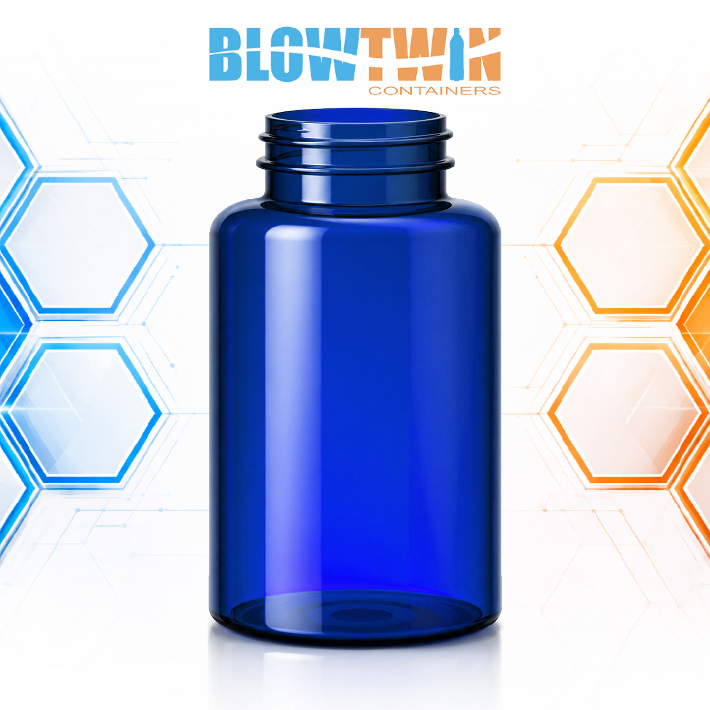 400cc blue PET plastic pill packer bottle 45-400 neck finish