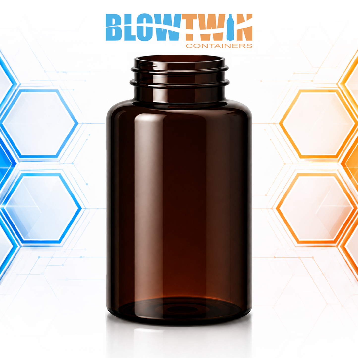 400cc dark amber PET plastic pill packer bottle 45-400 neck finish