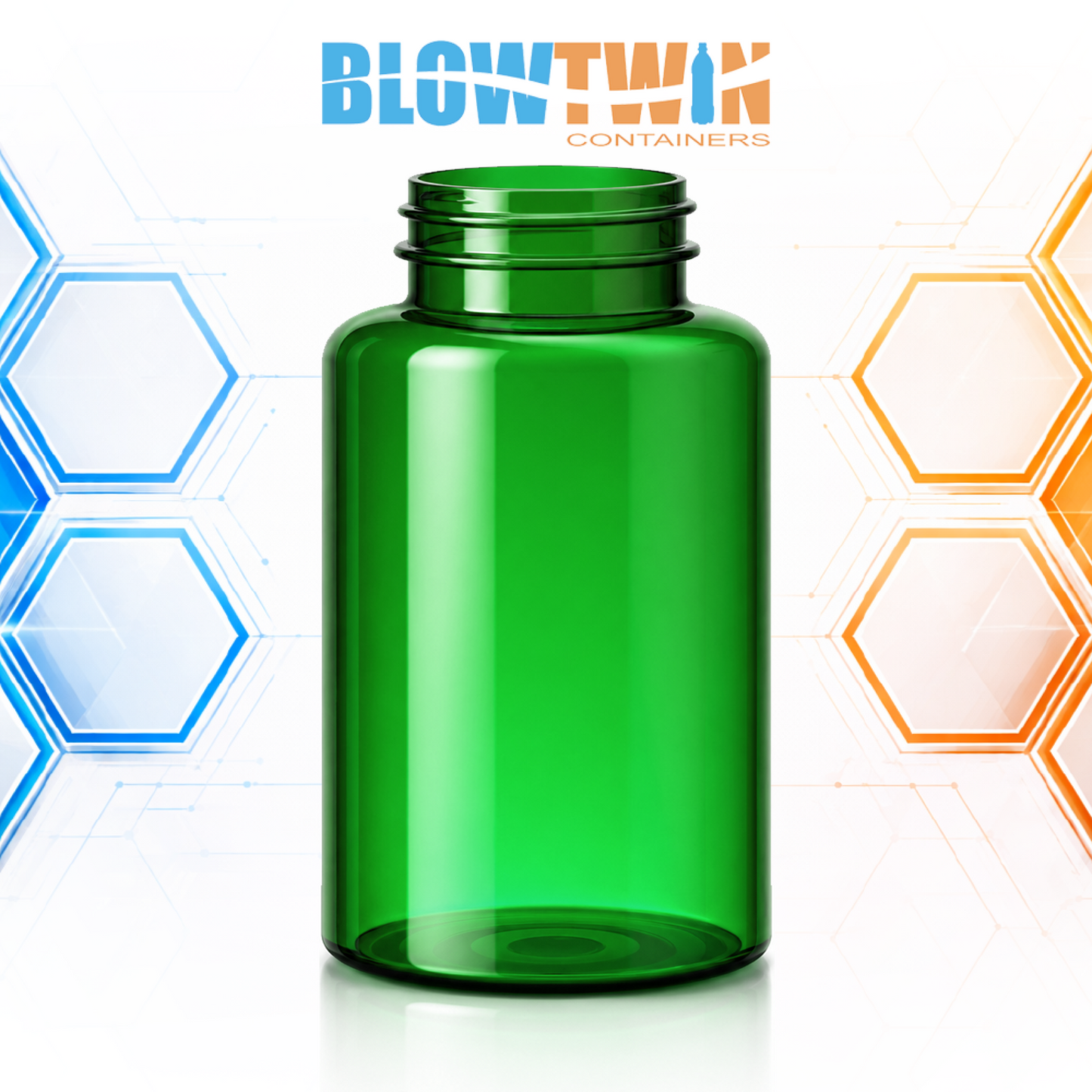 400cc green PET plastic pill packer bottle 45-400 neck finish